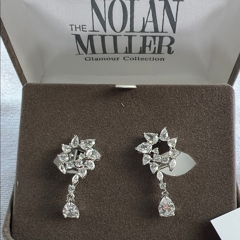 Nolan Miller Silver Crystal Drop Earrings